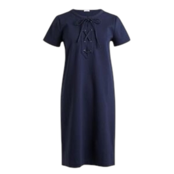 J. Crew Navy Blue Cotton-Blend Nautical-Style Lace-Up Knit Dress. Size XS. - Picture 1 of 10